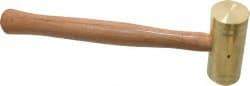 Made in USA - 3 Lb Head 1-3/4" Face Brass Nonmarring Hammer - 14" OAL, Wood Handle - Americas Tooling