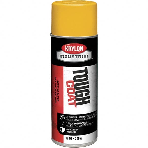 Krylon - OSHA Yellow, 12 oz Net Fill, High Gloss, Enamel Spray Paint - 20 to 25 Sq Ft per Can, 16 oz Container, Use on Conduits, Ducts, Electrical Equipment, Machinery, Metal, Motors, Pipelines & Marking Areas, Railings, Steel Bars, Tool Boxes, Tools - Americas Tooling