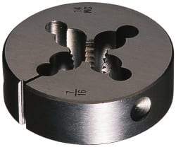 Cle-Line - 1-12 UNF Thread, 3" Outside Diam Carbon Steel Round Die - 1" Thick, Right Hand Thread, Series 0610, Adjustable - Exact Industrial Supply