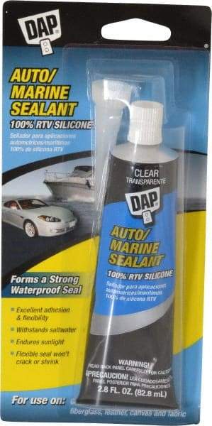 DAP - 2.8 oz Tube Clear RTV Silicone Joint Sealant - -40 to 400°F Operating Temp, 10 to 20 min Tack Free Dry Time, 24 hr Full Cure Time - Americas Tooling