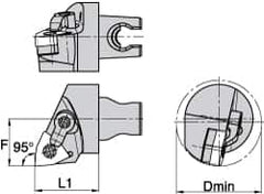 Kennametal - Right Hand Cut, Size KM3225, WN.. Insert Compatiblity, Internal Modular Turning & Profiling Cutting Unit Head - 22mm Ctr to Cutting Edge, 30mm Head Length, Through Coolant, Series Kenloc - Americas Tooling