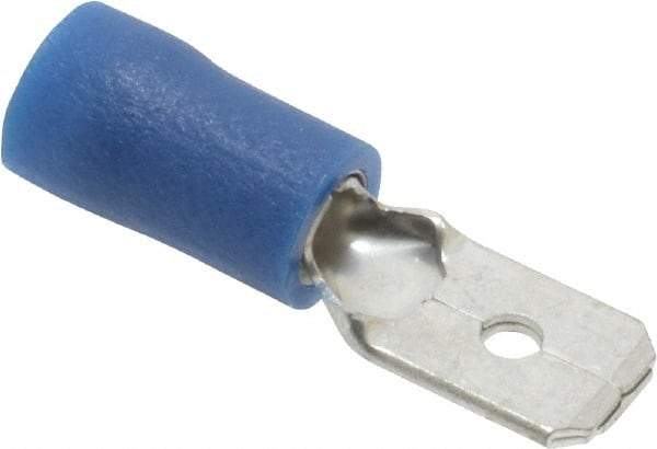 Ideal - 16 to 14 AWG, Vinyl, Fully Insulated, Male Wire Disconnect - 1/4 Inch Wide Tab, Blue, cUL Listed, RoHS Compliant, UL Listed - Americas Tooling