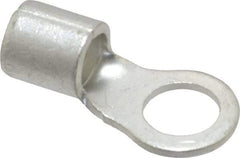 Ideal - 4 AWG Noninsulated Crimp Connection Circular Ring Terminal - 3/8" Stud, 1.319" OAL x 0.65" Wide, Tin Plated Brass Contact - Americas Tooling