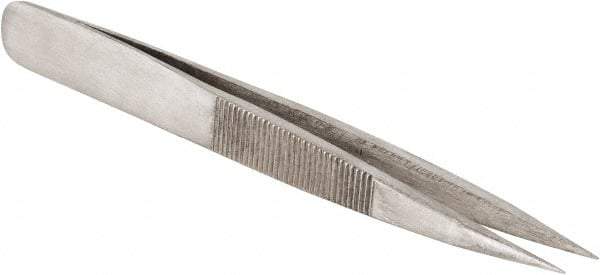 Value Collection - 4-3/8" OAL AC-SS Precision Tweezers - Heavy Tip with Serrated Shank - Americas Tooling