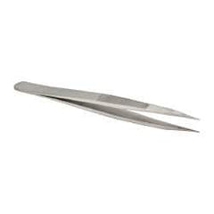 Value Collection - 4-3/4" OAL OOD-SS Precision Tweezers - Very Strong with Serrated Body, Heavy Tip - Americas Tooling