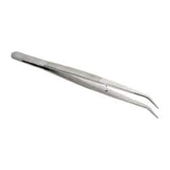 Value Collection - 5-7/8" OAL Stainless Steel Assembly Tweezers - Bent Point with Serrated Shank & Tip - Americas Tooling