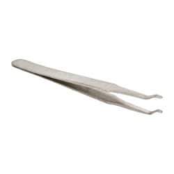 Value Collection - 4-3/4" OAL 2AD-SA Precision Tweezers - Rounded Flat Tip, Thin Tapered Edge - Americas Tooling