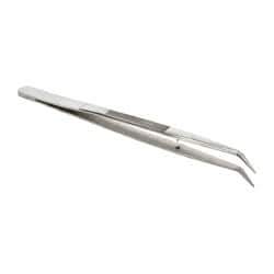 Value Collection - 5-7/8" OAL Stainless Steel Assembly Tweezers - Bent Point with Serrated Shank, Smooth Tip - Americas Tooling