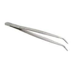 Value Collection - 6-1/4" OAL Stainless Steel Assembly Tweezers - Long Bent Point, Serrated Body/Tip - Americas Tooling