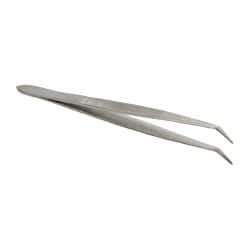 Value Collection - 4-11/32" OAL Stainless Steel Assembly Tweezers - Short Bent Point, Serrated Body/Edge - Americas Tooling