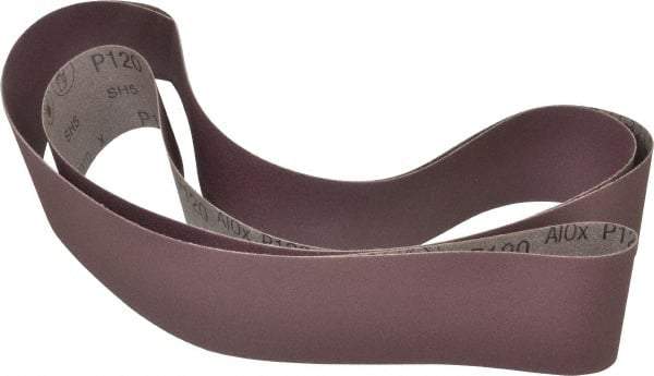 3M - 3" Wide x 132" OAL, 120 Grit, Aluminum Oxide Abrasive Belt - Aluminum Oxide, Fine, Coated, X Weighted Cloth Backing, Series 341D - Americas Tooling