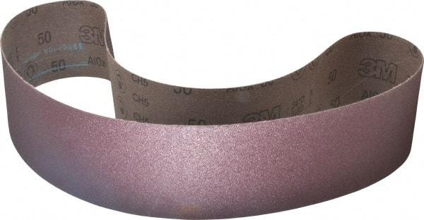 3M - 4" Wide x 54" OAL, 50 Grit, Aluminum Oxide Abrasive Belt - Aluminum Oxide, Coarse, Coated, X Weighted Cloth Backing, Series 341D - Americas Tooling