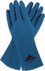 MCR Safety - Size M Latex General Protection Work Gloves - For General Purpose, Gauntlet Cuff, Blue, Paired - Americas Tooling