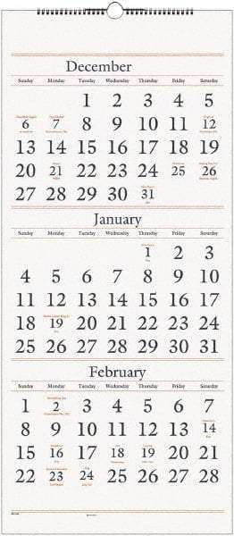 AT-A-GLANCE - 7 Sheet, 12 x 27", Wall Calendar - White - Americas Tooling