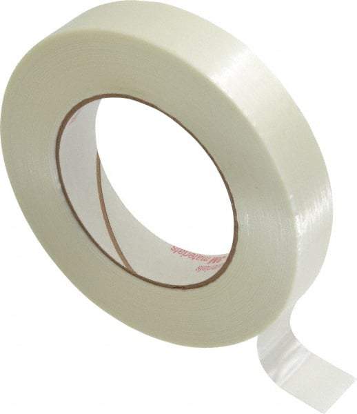 Ability One - 1" x 60 Yd Clear Rubber Adhesive Packaging Tape - Glass Filament Backing, 12 mil Thick, Series 7510-00 - Americas Tooling