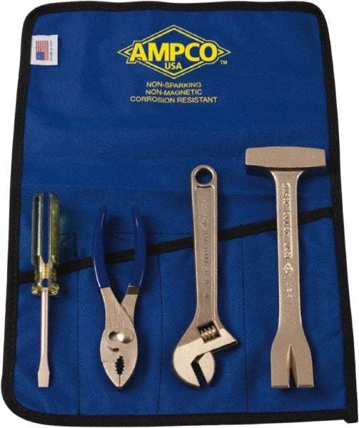 Ampco - 4 Piece Nonsparking Tool Set - Comes in Roll Up Pouch - Americas Tooling