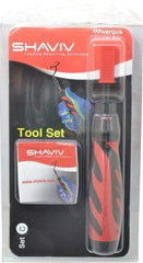 Shaviv - 4 Piece, High Speed Steel Blade, Back Hole Chamfer, Hand Deburring Tool Set - C Blade Holder, For Flat Surface, Hole Edge, Hole Inner Surface, Straight Edge - Americas Tooling