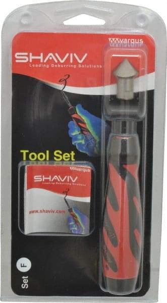 Shaviv - 3 Piece, High Speed Steel Blade, Hand Deburring Tool Set - F Blade Holder, For Hole Edge - Americas Tooling