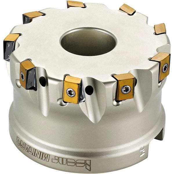 Iscar - 5 Inserts, 1-1/4" Cut Diam, 1/2" Arbor Diam, 0.315" Max Depth of Cut, Indexable Square-Shoulder Face Mill - 0/90° Lead Angle, 1.37" High, T490 LN.. 0804 Insert Compatibility, Through Coolant, Series Helitang - Americas Tooling