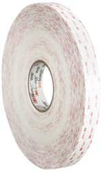 3M - 1" x 36 Yd Acrylic Adhesive Double Sided Tape - 45 mil Thick, White, Acrylic Foam Liner, Continuous Roll, Series 4950 - Americas Tooling