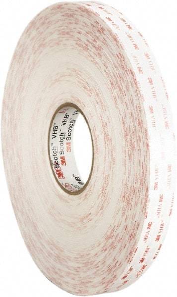 3M - 2" x 36 Yd Acrylic Adhesive Double Sided Tape - 45 mil Thick, White, Foam Liner - Americas Tooling