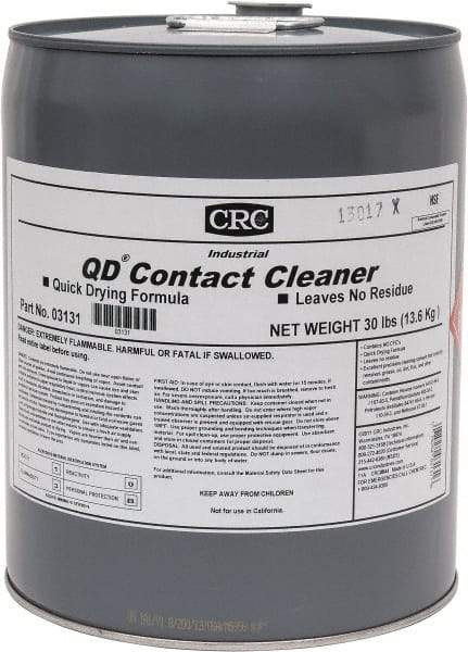 CRC - 5 Gallon Pail Contact Cleaner - 0°F Flash Point, 22,600 Volt Dielectric Strength, Flammable, Food Grade, Plastic Safe - Americas Tooling