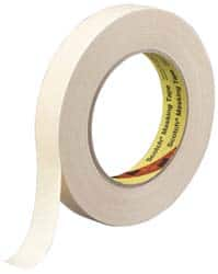 3M - 3/4" Wide x 60 Yd Long Tan Paper Masking Tape - Series 231, 7.6 mil Thick, 28 In/Lb Tensile Strength - Americas Tooling