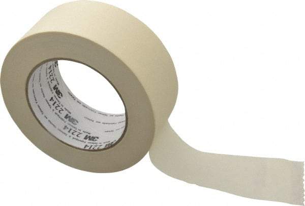 3M - 2" Wide x 60 Yd Long Tan Paper Masking Tape - Series 2214, 5.4 mil Thick, 23 In/Lb Tensile Strength - Americas Tooling