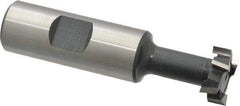 Interstate - 25/32" Cut Diam, 21/64" Cut Width, 13/32" Neck Diam, 3/4" Shank Diam, 3-1/4" OAL, High Speed Steel T-Slot Cutter - TiN Finish, 3/8" Bolt, 2-1/16" Shank Length, Staggered Teeth - Americas Tooling