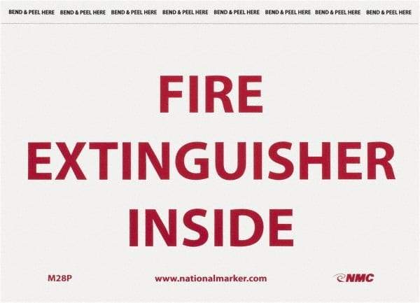 NMC - Fire Extinguisher Inside, Pressure Sensitive Vinyl Fire Sign - 9" Wide x 6" High - Americas Tooling