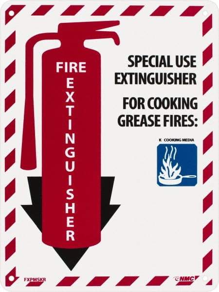 NMC - Fire Extinguisher - Special Use Extinguisher for Cooking Grease Fire:, Plastic Fire Sign - 9" Wide x 12" High - Americas Tooling