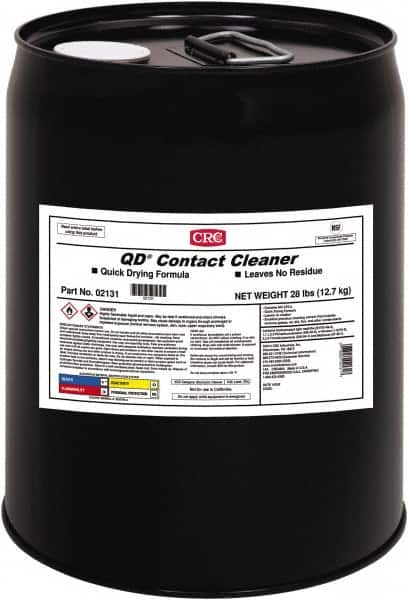 CRC - 5 Gallon Pail Contact Cleaner - 0°F Flash Point, 22,600 Volt Dielectric Strength, Flammable, Food Grade, Plastic Safe - Americas Tooling