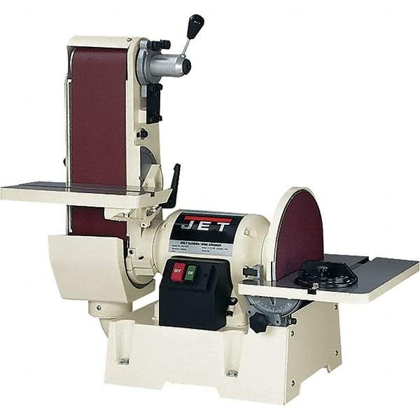 Jet - 48 Inch Long x 6 Inch Wide Belt, 12 Inch Diameter, Horizontal and Vertical Combination Sanding Machine - 2,500 Ft./min Belt Speed, 1-1/2 HP, Single Phase - Americas Tooling