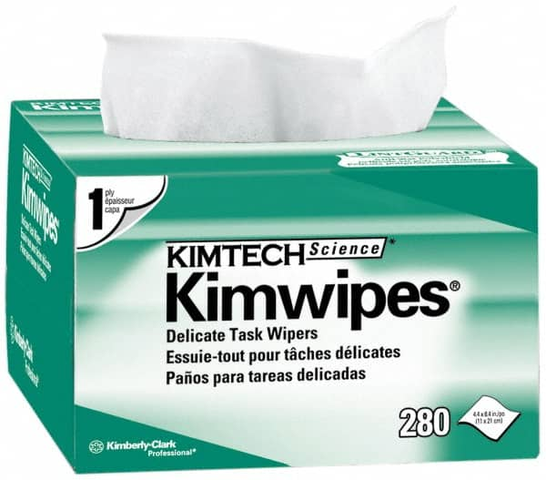 Kimtech - Dry Clean Room/Lab/Critical Task Wipes - Pop-Up, 8-3/8" x 4-3/8" Sheet Size, White - Americas Tooling