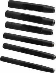 General - 6 Piece, 3/16 to 1/2", Hollow Punch Set - Square Shank, Comes in Plastic Roll - Americas Tooling