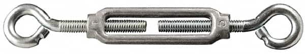 Made in USA - 52 Lb Load Limit, #12 Thread Diam, 1-13/16" Take Up, Aluminum Eye & Eye Turnbuckle - 2-9/16" Body Length, 3/16" Neck Length, 4-1/2" Closed Length - Americas Tooling