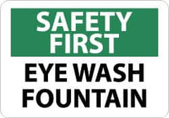 NMC - "Safety First - Eye Wash Fountain", 10" Long x 14" Wide, Aluminum Safety Sign - Rectangle, 0.04" Thick, Use for First Aid - Americas Tooling