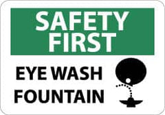 NMC - "Safety First - Eye Wash Fountain", 10" Long x 14" Wide, Aluminum Safety Sign - Rectangle, 0.04" Thick, Use for First Aid - Americas Tooling