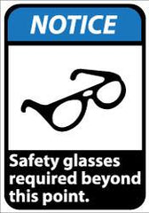 NMC - "Notice - Safety Glasses Required Beyond This Point", 14" Long x 10" Wide, Aluminum Safety Sign - Rectangle, 0.04" Thick, Use for Accident Prevention - Americas Tooling