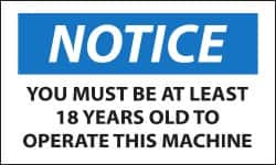 NMC - Security & Admittance Label, Header: NOTICE - Legend: Notice - Turn Off When Not in Use, English, Black, Blue & White, 5" Long x 3" High, Sign Muscle Finish - Americas Tooling