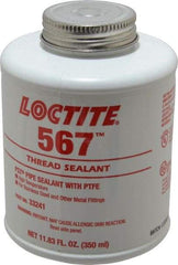 Loctite - 350 ml Brush Top Can White Pipe Sealant - Methacrylate Ester, 400°F Max Working Temp, For Sealing Metal Tapered Pipe Threads & Fittings Up to 2" - Americas Tooling