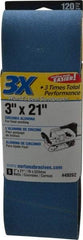 Norton - 3" Wide x 21" OAL, 120 Grit, Zirconia Alumina Abrasive Belt - Zirconia Alumina, Fine, Coated, Y Weighted Cloth Backing, Series 3X - Americas Tooling