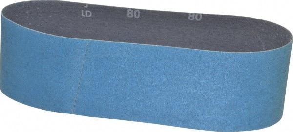 Norton - 3" Wide x 24" OAL, 80 Grit, Zirconia Alumina Abrasive Belt - Zirconia Alumina, Medium, Coated, Y Weighted Cloth Backing, Series 3X - Americas Tooling