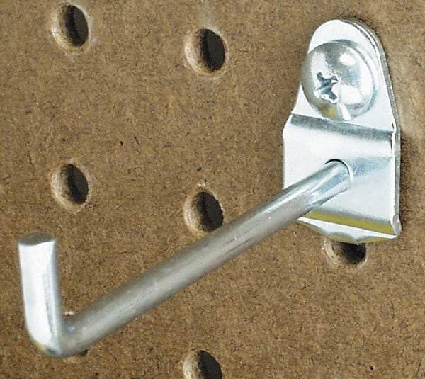 Triton - 3/16" Diam, 1-1/8" Long Straight Arm Pegboard Hook - 1-1/2" Projection, 90° Bend, 1/2" Bend Length, Steel - Americas Tooling