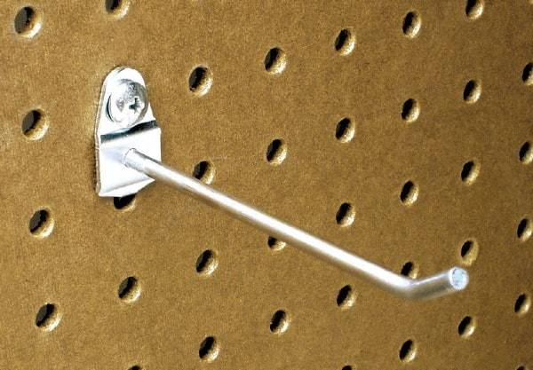 Triton - 3/16" Diam, 4" Long Single Angled End Pegboard Hook - 4-5/8" Projection, 30° Bend, 1/2" Bend Length, Steel - Americas Tooling