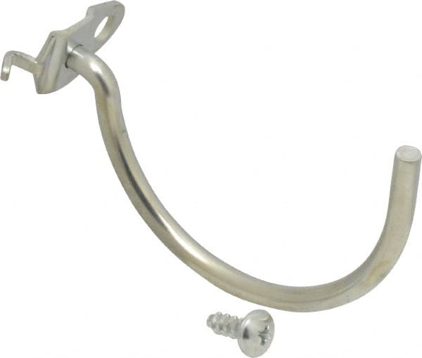 Triton - 3" ID, 1/4" Diam, 3-3/4" Long Curved Pegboard Hook - 4-1/16" Projection, Steel - Americas Tooling