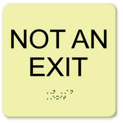 NMC - Not an Exit, Plastic Exit Sign - 8" Wide x 8" High, English/Braille, Glow-in-the-Dark - Americas Tooling