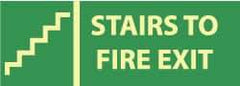 NMC - Stairs to Fire Exit, Plastic Fire Sign - 14" Wide x 5" High, Glow-in-the-Dark - Americas Tooling