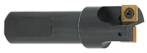 Cutting Tool Technologies - 7/8" Cut Diam, 0.28" Max Depth of Cut, 3/4" Shank Diam, 3" OAL, Indexable Square Shoulder Centercutting End Mill - SPEH 2.522 Inserts, Flatted Shank, 90° Lead Angle, Through Coolant - Americas Tooling