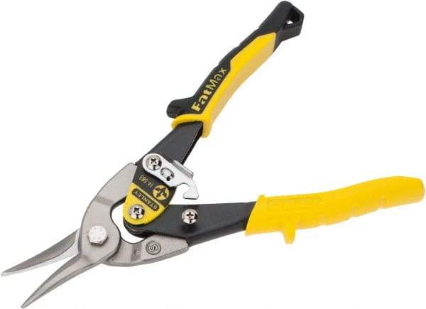 Stanley - 1-3/4" Length of Cut, Straight Pattern Aviation Snip - 10" OAL, Slip-Resistant Bi-Material Palm Cushion Grip Handle, 18 AWG Steel Capacity - Americas Tooling